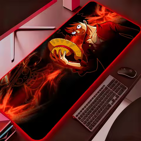 One Piece Luffy RGB Large Mouse Pad Gamer Keyboard LED Mousepad Pc Computer Desk Mat Gaming Pad Back