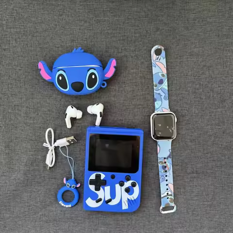 Hot Stitch Disney 4 In1 Suit Gift Gt63 Classic Watch Wireless Earbuds Sup Game Console Case Stitch S