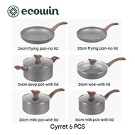 Ecowin Cookware cyrret series  non-stick coating set 6 pieces frying pan milk pot for all gas stoves