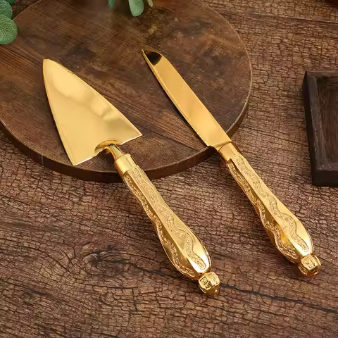 European golden knife spatula set cake bread knife dessert knife spatula two-piece set light luxury 