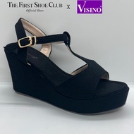Visino Ladies Women Comfortable Casual Slip-On Mid Wedges Open-toe Sandal Dinner Shoe Kasut Wanita 9