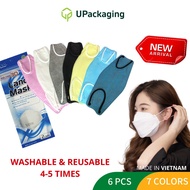Topeng Perubatan 💖 LANDMASK BLUE Packaging 4 Ply 3D [6 Pcs/Bag] Face KF94 4D Mask Face Mask Gray/ Black/ Blue/ Wh