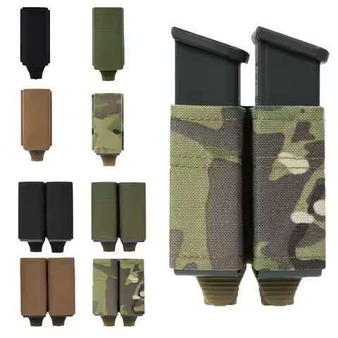 FAST 9MM Pistol Single/Double Magazine Pouch MOLLE Mag Pouch with Quick Release Kydex Insert for M9