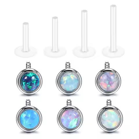 Clear Lip Rings Stud 16G Monroe Ashley Labret Medusa Plastic Piercing Jewelry Opal Helix Cartilage E
