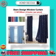 LANGSIR LABUH CURTAIN STARS WINDOW FULL BLACOUT SHADING WITH HOOKS 100*250CM