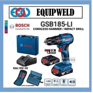 BOSCH 18V GSB185-LI CORDLESS HAMMER IMPACT DRILL DRIVER (2.0AH BATTERY SET) GSB185LI GSB 185
