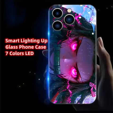 2025 Japanese Popular Anime Role Smart LED Light Up Glass Phone Case For VIVO X60 X70 X80 X90 X100 X