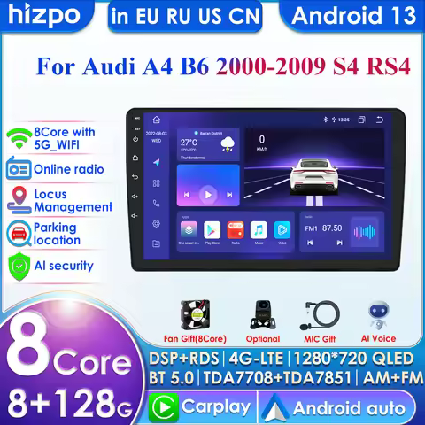 4G 2Din Android Automotivo for Audi A4 2000-2009 B6 B7 S4 B7 B6 RS4 SEAT Exeo Car Radio Multimedia V