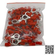 Đầu cốt tròn RV2-10 bọc nhựa cách điện đầu cose chất liệu đồng vàng mạ trắng cho dây điện 1.5-2.5m v