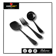 Eurochef Heavy Duty Black Stainless Steel Serving Spoon Serving Fork Soup Ladle Kutsara Tinidor Maka