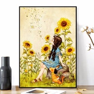 Sunflower Girl Diamond Painting-Diamond Painting/5D Diamond/DIY Diamond Painting/Pass Diamond/Diamond Painting/Home Decoration/Embroidery Painting/Wall Decoration/Embroidery Painting/Full Diamond Painting/Children Diamond Painting