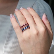 雙入組永恆和弦對戒彩色剛玉藍寶石戒指紅寶石戒指18k金戒指