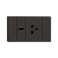 ชุดเต้ารับเดี่ยว 3 ขา + USB 1 ช่อง SCHNEIDER A70426USB_UST_BK สีดำ (1177191)