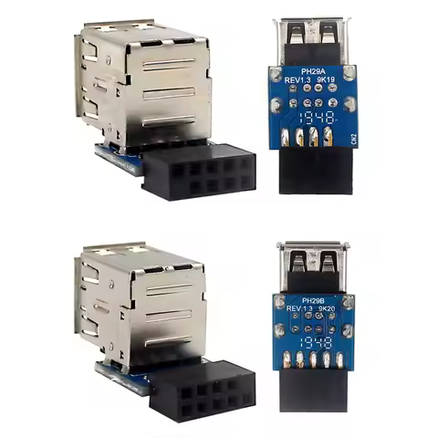USB 2.0 Motherboard Header 9pin 10pin Motherboard to 2 Ports USB 2.0 Dual USB A 9 Pin Female Adapter