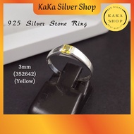 Original 925 Silver 3mm CZ Yellow Stone Ring For Women | Perempuan Cincin Batu CZ Kuning Perak 925 | Ready Stock