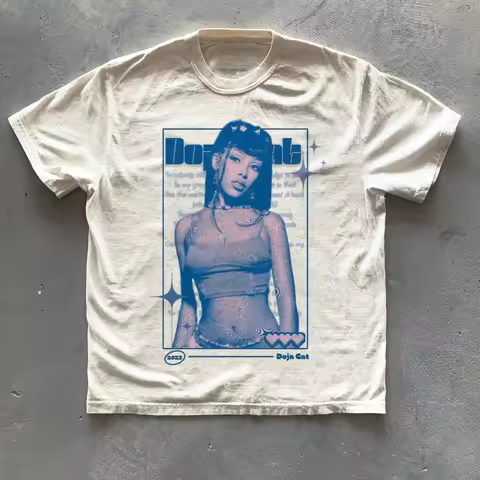 Doja Cat T-shirt retro Doja Cat pattern T-shirt rap hip-hop pattern T-shirt pure cotton casual short