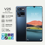โทรศัพท์มือถือ V25 4G/5G โทรศัพท์ 12+512GB Androd11 6.7นิ้ว โทรศัพท์ราคาถูก SmartPhone รองรับ2ซิม ประกันศูนย์ 1ปี
