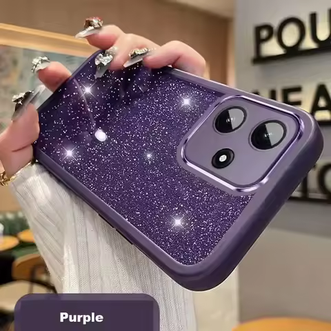 For Xiaomi Poco M7 Pro Built in Lens Protection Film Glitter Phone Case for Xiaomi Poco M7 X7 F7 Ult
