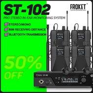 Debra ST-102 Wireless In-Ear Monitor System UHF IEM Stereo with Bluetooth 5.0 UHF for Distance 80-30