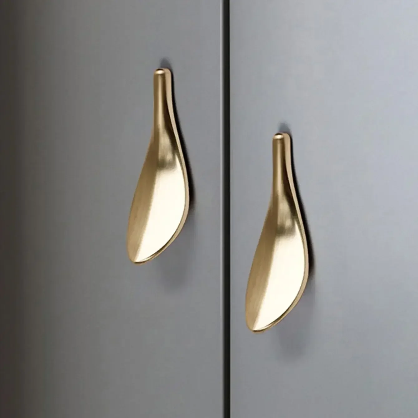 1pc-Cabinet handle golden loquat leaf handle cabinet door bathroom creative handle drawer wardrobe c