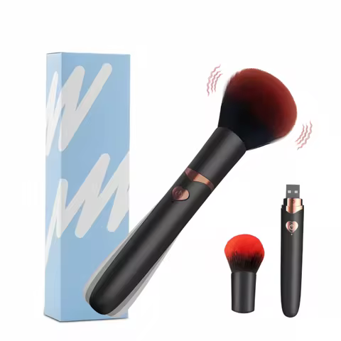 Makeup Brush Dual Head Vibrator Clitoral G-spot Massager Soft Hair Brush Orgasmic High Frequency Sti