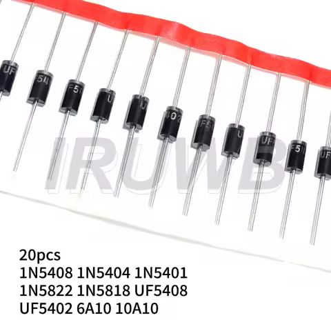 20PCS 1N5408 1N5404 1N5401 1N5822 1N5818 UF5408 UF5402 6A10 10A10 Rectifier Diode DO-27