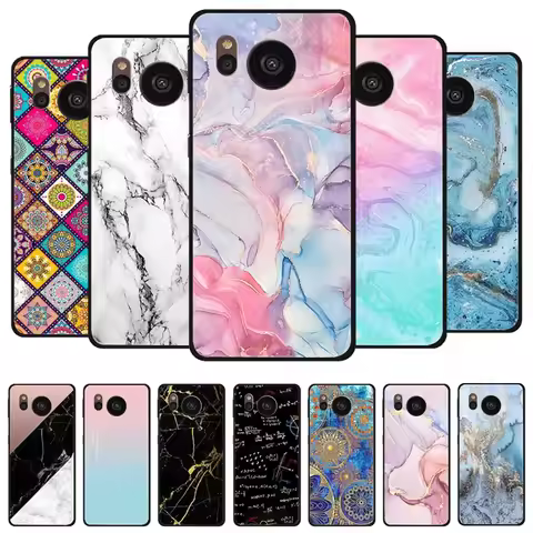 For Sharp Aquos Sense7 Plus Soft Silicone Case Boho Marble Textured TPU Back Phone Case Fresh for Sh