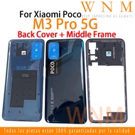 Middle Frame Bezel Plate For Xiaomi Poco M3 Pro 5G M2103K19PG M2103K19PI Battery Back Cover + Middle Frame Front Housing Mid Bezel Chassis Shell Cover Bezel replacement parts
