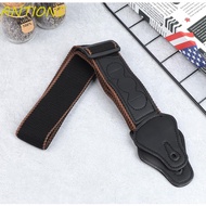 ANTIONE Bass Ukulele Belt, Adjustable Pure Cotton Folk Electric Guitar Strap, Leather Vintage Brown/black Personality Guitar Straps Guitar Accessories