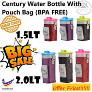 Century Tumbler BPA Free Water Bottle with Pouch Bag /1.5L-2LT Water Bottle Tumbler With Bag Pocket