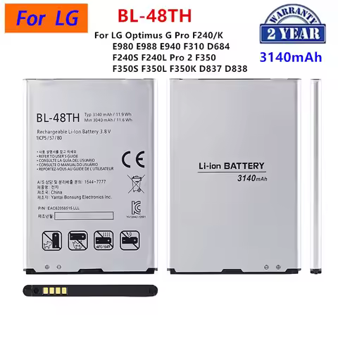 Original BL-48TH 3140mAh Battery For LG Optimus G Pro F240/K E980 E988 E940 F310 D684 F240S F240L Pr