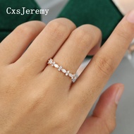 CxsJeremy Moissanite Wedding Band 14K 585 Rose Gold Marquise Cut Half Eternity Stacking Bridal Gift