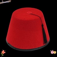 CACTU Tarboosh Fez Hat, Breathable Red Color Fez Cap, Traditional Round Felt Moroccan Hat Universal