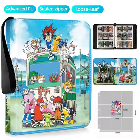 Zipper Binder 400/900pcs Digimon Adventure Card Album Book Folder 4/9 Card Slots Collections Zipper