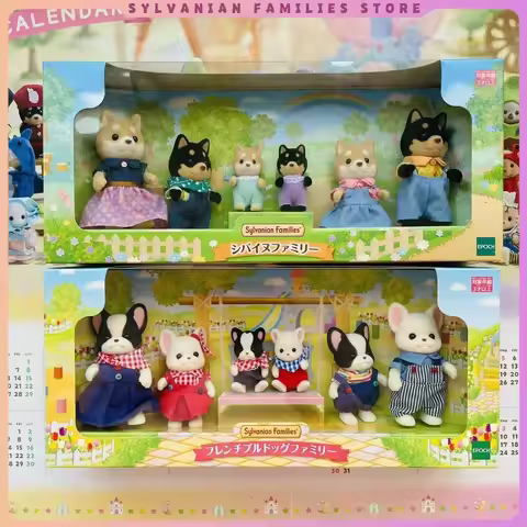 A Set Sylvanian Families Anime Girl Figures Baby Raincoat bull dog kangaroo duck family Fruit Kawaii