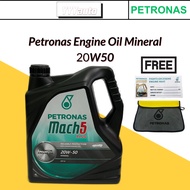 100% GENUINE Petronas Mach 5 Plus 20W50 4L Engine Motor Oil Fluid for Perodua Proton Car Mineral Oil