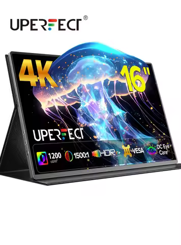UPERFECT 16" 4K UHD Portable Monitor 16:10 3840*2400P 1200Nits USB-C HDMI External Gaming Display wi