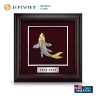 (JS Pewter) VIP Frame 16"x16" Gold Plated PEWTER | Good Fortune | Lucky Koi Fish | Premium Gift | Hi