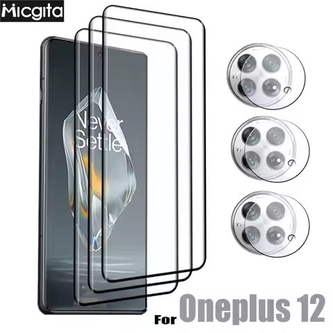 9D Curved Glass Protector For Oneplus 12 Tempered Front Film and Soft Fiber Lens film For Oneplus 12