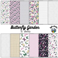 12 Sheets 8x8 Butterfly Garden Print by byte studio | Premium Paper Craft Junk Journal Stationery