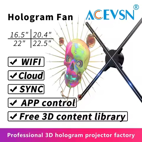 3D Holographic Fan 3D Hologram Fan for Advertising/Stage/Wedding Air Floating LED Display, High Brig