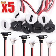 2Pin 2-Core Type-C Data Transmission Female Socket Connector Snap Fit Waterproof Fast Charging Wire 