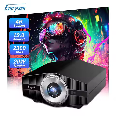 Everycom YG710W Projector Android 12 Full HD 1080P Support 4K Decoding Projectors 2300 ANSI Smart Be