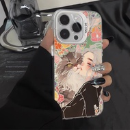 Cute Artistic Girl and Cat iPhone Case, Pastel Colors and Beautiful Patterns–iP 11/12/13/14/15/16/17