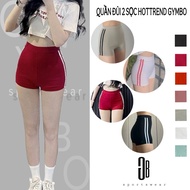 High-quality women's 2-stripe GB sports shorts with high waistband, butt-lifting, gym yoga, dance