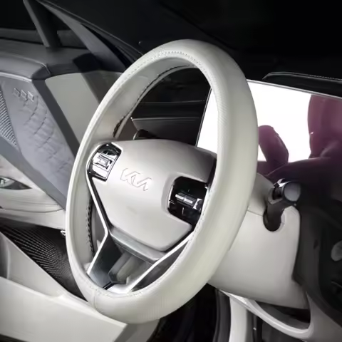 for Kia K8 K5 Kia Sportage 2023 2024 grey white perforate Leather 38cm Car Steering Wheel Cover Prot