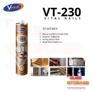 V-Tech VT-230 Vital Nails Construction Adhesive Sealant Wainscoating X Bond Max Bond 300ML Brown