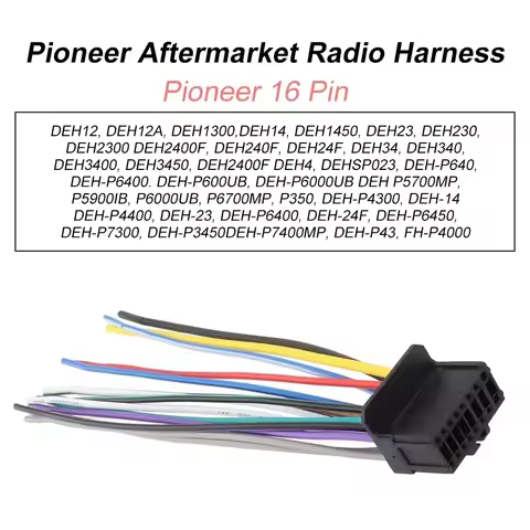 For Pioneer Radio Wire Harness Radio Stereo Wiring 16-Pin CD Player Radio Power Horn Cable Plug Tail
