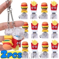 2-1Pcs Hamburg French Fries Fidget Keychain - Cute Keys Button Keycap - Finger Keyboard Cap Keyring 
