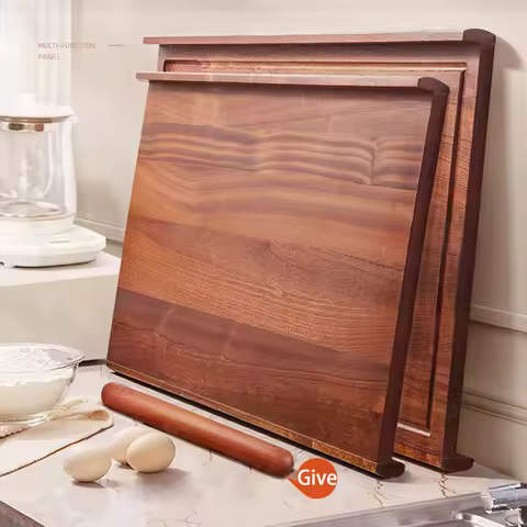 Solid Ebony Wood Cutting Board, Heavy Duty Butcher Block with Juice Groove, Extra Large Reversible W